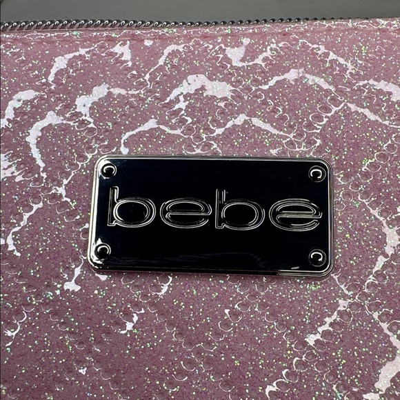 Bebe Sparkling Pink Quilted Large Cosmetic Bag - Picture 4 of 5